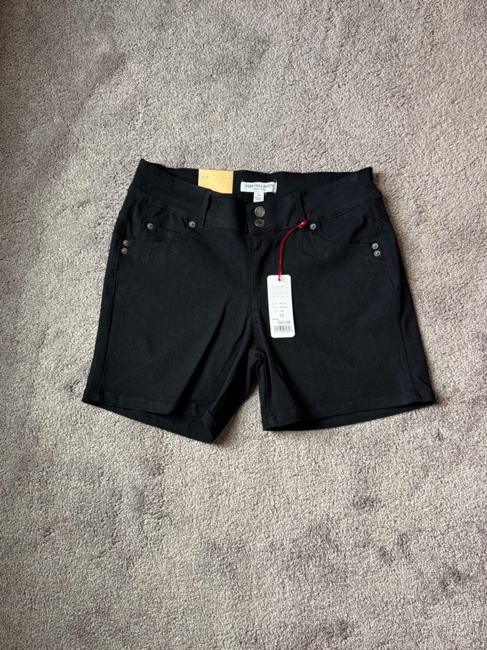 Sabrina Lauren Black Perfect Fit Stretch Shorts SIZE 12 NWT Casual Summer